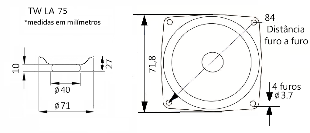 DIMENSÕES TW LA 75